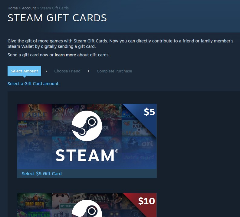 карты Steam в магазине